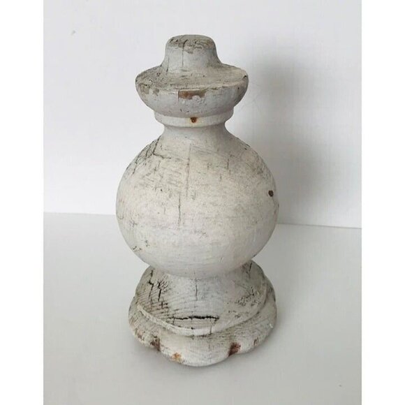 Victorian San Francisco White Wood Newel Post Finial Cap Salvage 6" Antique - Picture 4 of 9